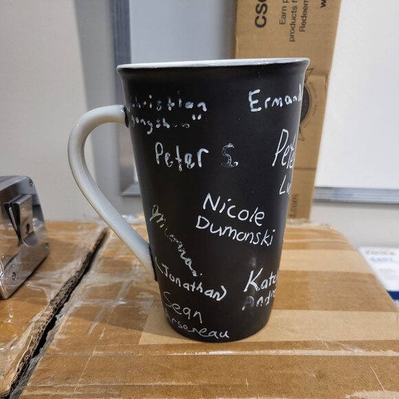 Starbucks Coffee 2010 Black Chalkboard Unique Design Tall Latte Mug 5 3/4" GUC - Picture 1 of 8